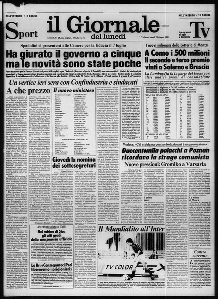 Il giornale nuovo del lunedì